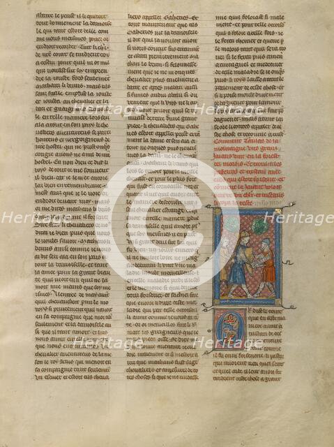 Tristan Fighting the Giant Taulas, about 1320-1340. Creator: Unknown.