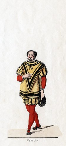 Capucius, costume design for Shakespeare's play, Henry VIII, 19th century. Artist: Unknown