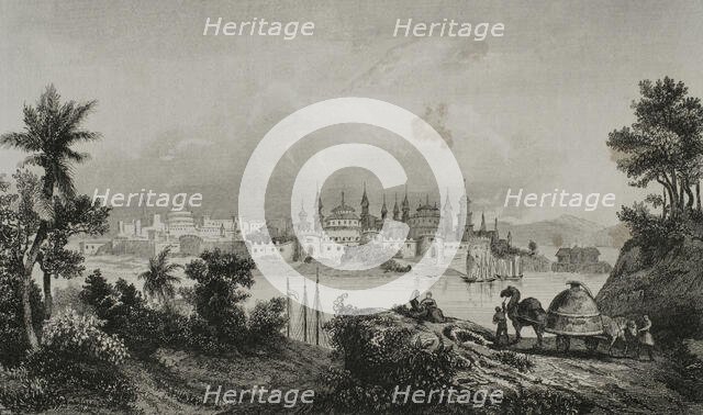 View of the citadel (Kremlin), Astrakhan, Russia, 1839. Creator: Augustin François Lemaitre.