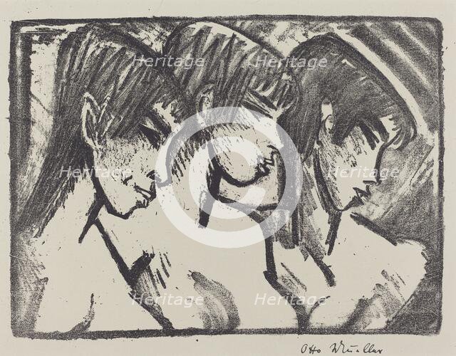 Three Girls in Profile (Drei Madchen im Profile), 1921. Creator: Otto Mueller.