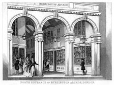 North entrance of Burlington Arcade, Westminster, London, 19th century. Artist: Unknown