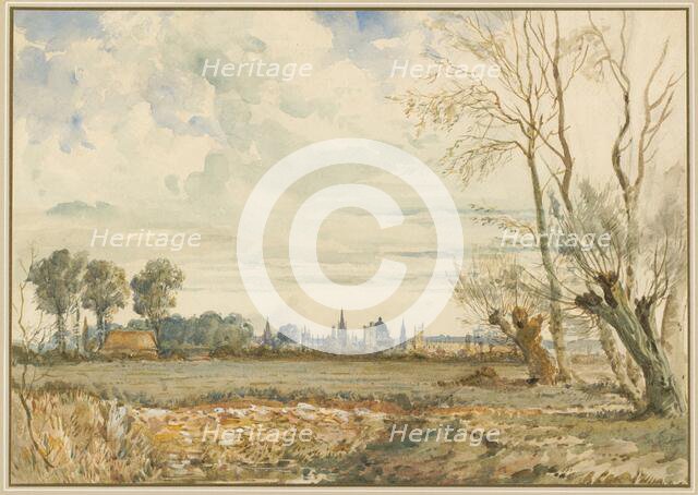 Meadows with a Distant View of Oxford, 1830s. Creator: Thomas Shotter Boys.