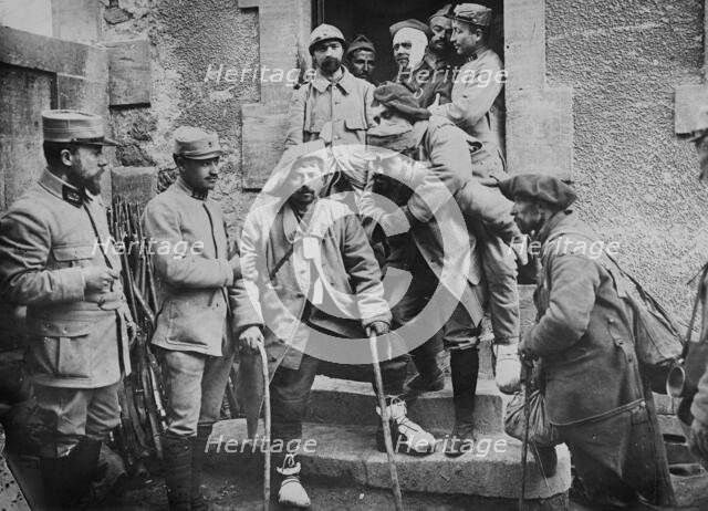 Wounded French leaving hospital, 1917. Creator: Bain News Service.