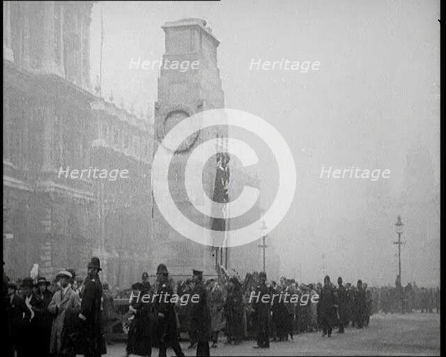 Crowds of People Filing Past the Cenotaph, 1920s. Creator: British Pathe Ltd.