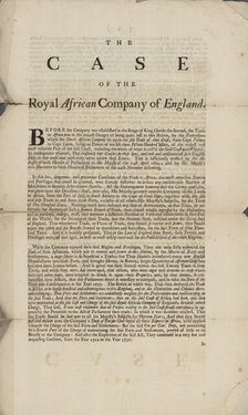 The case of the Royal African Company of England, 1747-04-30. Creator: Unknown.