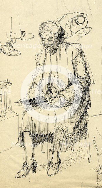 Seated woman reading, 1953. Creator: Shirley Markham.