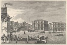 Plate 9: the bridge and market of the Rialto, Venice, from 'Views of Venice' (Magnificenti..., 1741. Creator: Michele Marieschi.