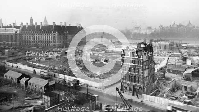 Festival of Britain site under construction, South Bank, Lambeth, London, 1949. Artist: Unknown.