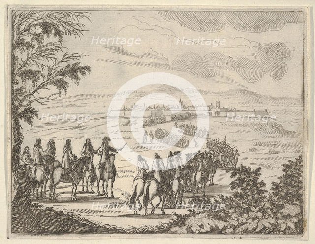 Francesco I d'Este Goes to Pinarola for the Security of his States, from L'Idea di un Prin..., 1659. Creator: Bartolomeo Fenice.