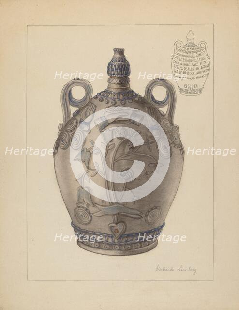 Jug with Stopper, c. 1937. Creator: Gertrude Lemberg.