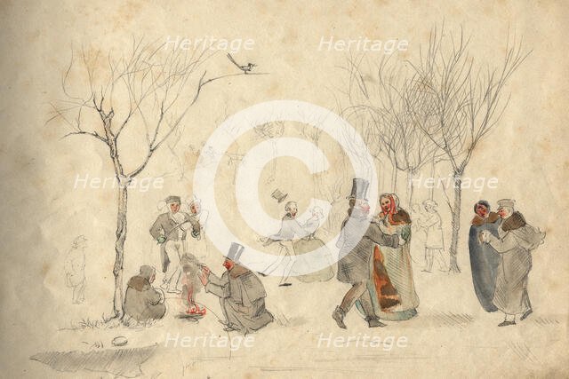 May Day - The fifth page of the album from the collection of I.S. Abramova, 1858. Creator: Mikhail Znamensky.