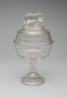 Jumbo/Elephant pattern covered compote on pedestal, 1883/5. Creator: Canton Glass Company.