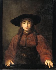 A Young Woman Resting her Hands on the Picture Frame, 1641. Creator: Rembrandt Harmensz van Rijn.