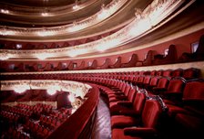 Interior view of the Gran Teatre del Liceu in Barcelona, stalls and boxes before reconstruction m…