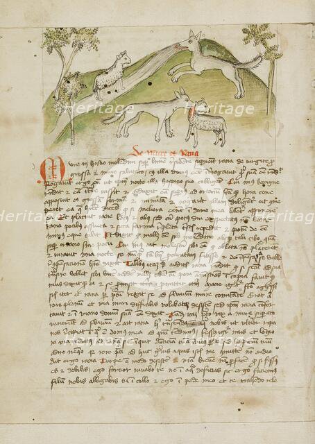 A Wolf Killing a Lamb; Fables, third quarter of 15th century. Creator: Unknown.