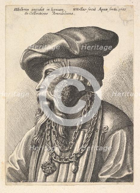 Bearded man with chain necklace, 1647. Creator: Wenceslaus Hollar.