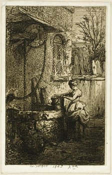 Woman at a Well, 1842. Creator: Charles Emile Jacque.