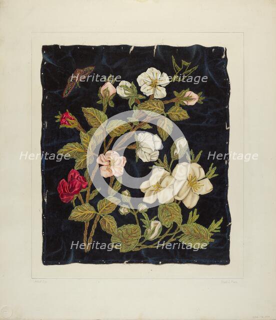 Handmade Flowers on Black, 1935/1942. Creator: Frank J Mace.