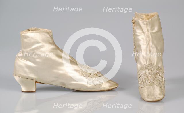 Evening boots, French, 1860-70. Creator: Unknown.