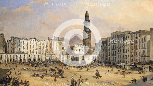 'Piazza, Naples', Italy, mid 19th century. Artist: Jean-Auguste Bard