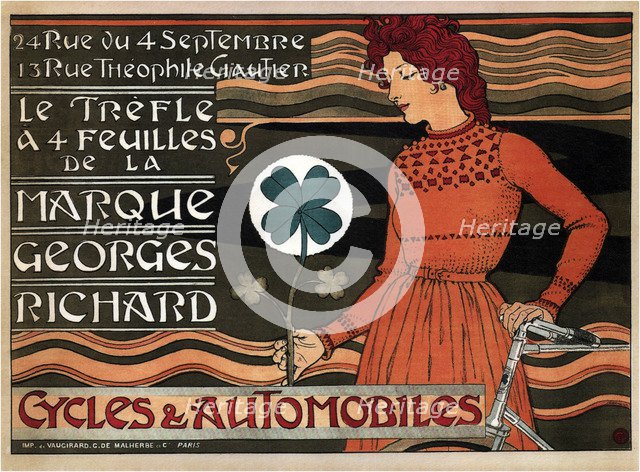 Cycles and cars Georges Richard, 1899. Artist: Grasset, Eugène (1841-1917)