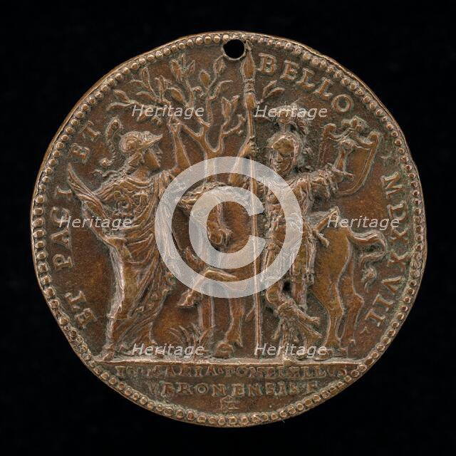 Pallas and Mars [reverse], 1527. Creator: Giovanni Maria Pomedelli.