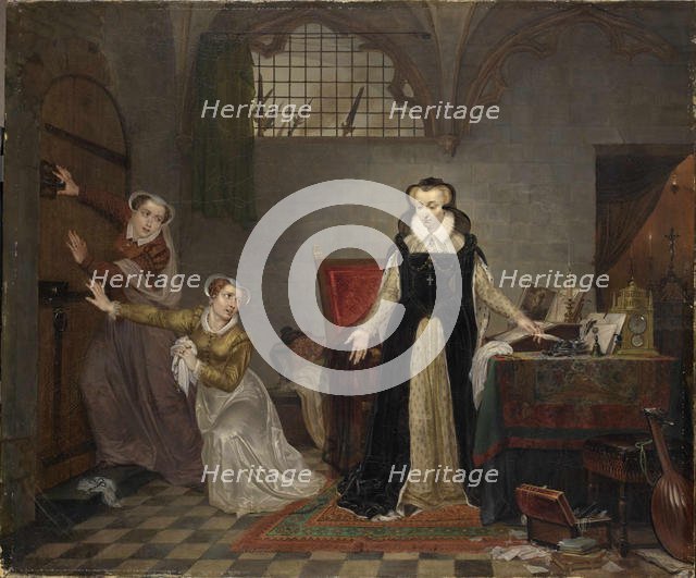 The last hours of Mary Stuart, Queen of Scots, before 1819. Creator: Van Bree, Philippe-Jacques (1786-1871).