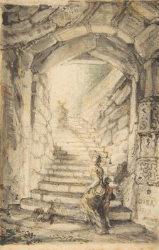 L'Escalier (The Curving Stair), 1778-79. Creator: Gabriel de Saint-Aubin.