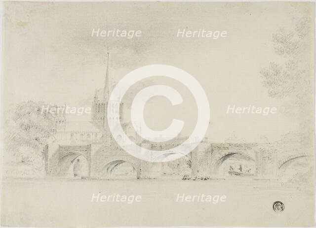 Cathedral Church and Bridge, Hereford, n.d. Creator: Unknown.