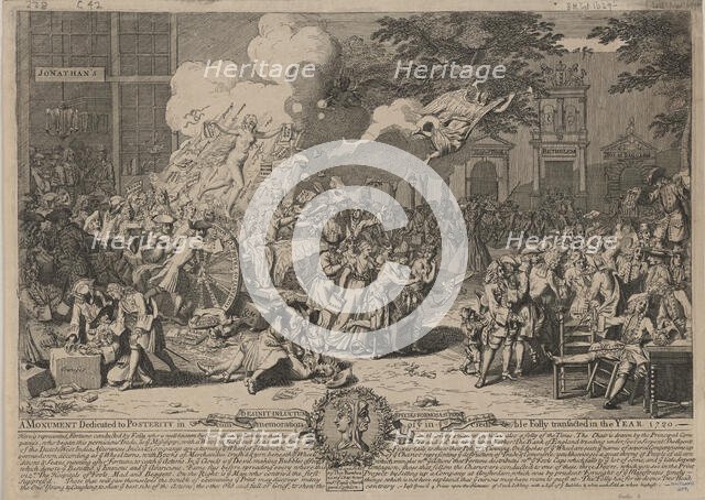 A monument dedicated to posterity in commemoration of ye incredible folly transacted..., 1720. Creator: Bernard Baron.