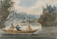 Two Indians and a White Man in a Canoe, 1811-ca. 1813. Creator: Pavel Petrovic Svin'in.