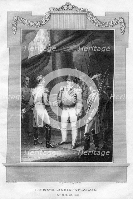King Louis XVIII of France (1755-1824) landing at Calais, 24th April 1814 (1816).Artist: I Romney