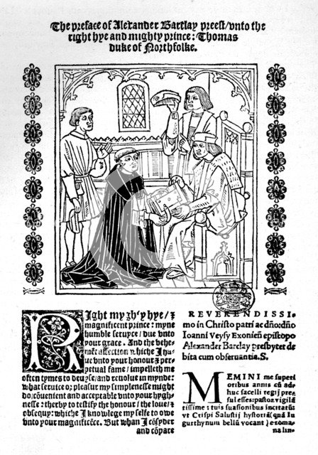 'The Translator Presenting His Book to the Duke of Norfolk.',  c1500-1520, (1923). Artist: Richard Pynson.