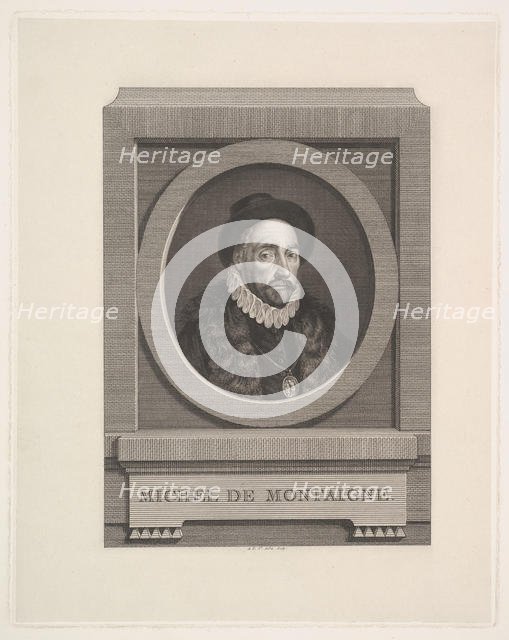 Portrait of Michel de Montaigne (1533-1592), 1774. Creator: Saint-Aubin, Augustin, de (1736-1807).
