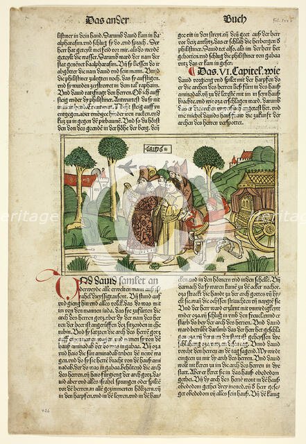 David and the Chosen Men of Israel Accompanying the Ark from The Bible..., assembled 1929. Creators: Unknown, Anton Koberger, Wilhelm Ludwig Schreiber.