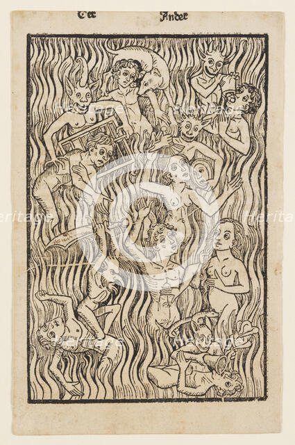 Hell, from the "Seelen Wurzgarten" by Conrad Dinckmut, 1483. Creator: Anonymous.