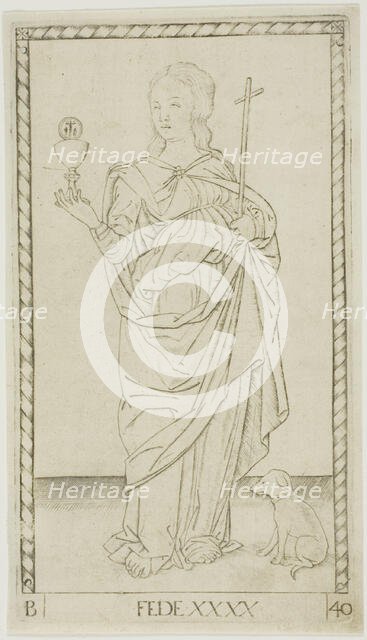 Faith plate 40 from Genii and Virtues, c.1465. Creator: Unknown.