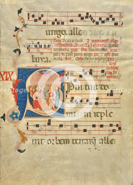 Initial S: Pentecost (leaf from a gradual), about 1330-1340. Creator: Vanni di Baldolo.