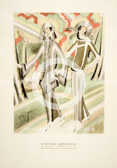 Schöner Herbsttag, outfits by Mossner, from Styl, pub. 1922 (pochoir Print)