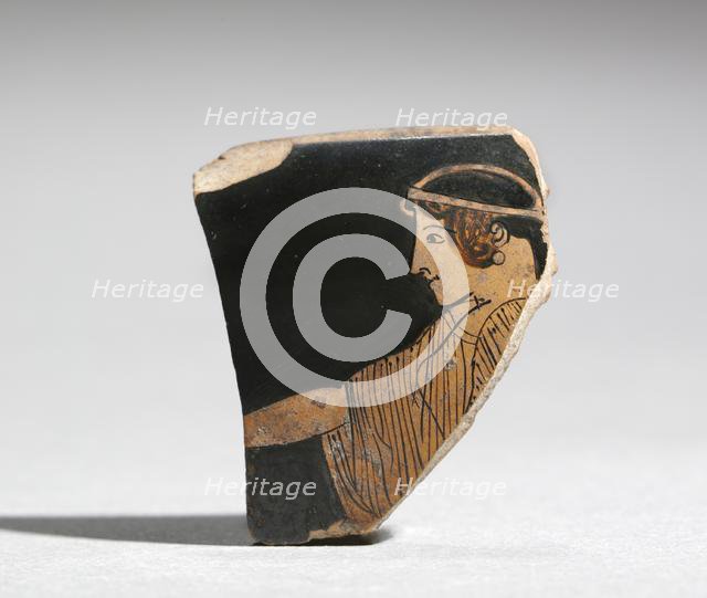 Fragment of a Painted Vase: Head Facing Left, c. 470-460 BC. Creator: Unknown.