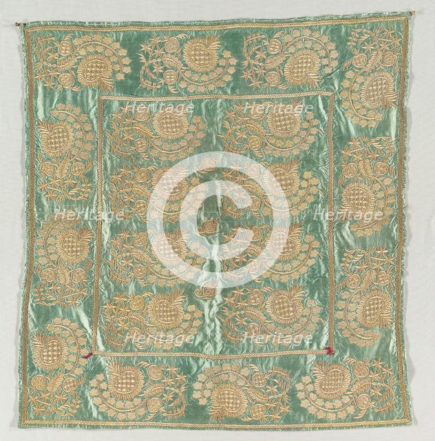 Embroidered envelope with closures, late 1700s to early 1800s. Creator: Unknown.