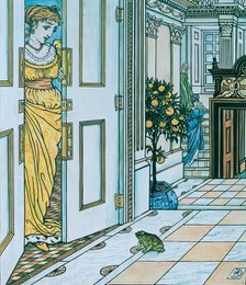 The Frog asks to be allowed to enter the Castle - Illustration for 'The Frog Prince', c1874. Creator: Walter Crane.