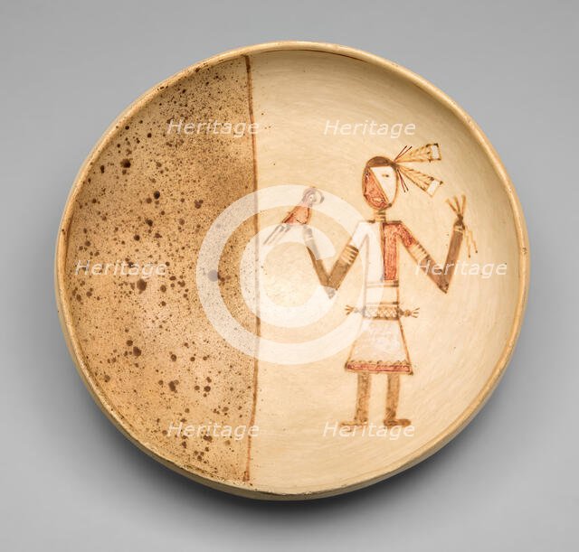 Bowl with a Figure Holding a Macaw, 1400/1625. Creator: Unknown.