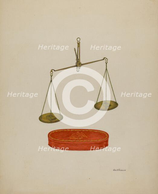 Shaker Scales, c. 1938. Creator: George V. Vezolles.