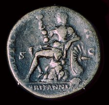 Depiction of Britannia on a Roman coin. Artist: Unknown