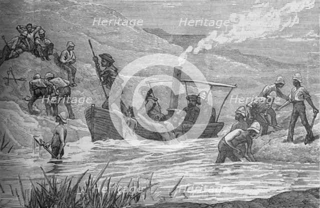 'British Soldiers Cutting a Dam Constructed by Arabi at Mahuta', c1882. Creator: Unknown.