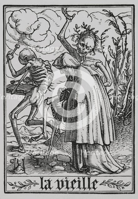 The Old Woman from "The Dance of Death", 1538, (1877).  Creator: Unknown.