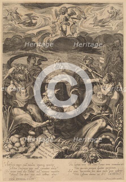 Allegory of the Marriage of Emperor Ferdinand II and Eleanor Gonzaga. Creator: Aegidius Sadeler II.