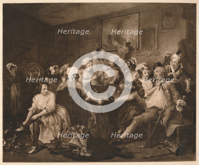 'A Rake's Progress - 3: The The Orgy', 1733.  Artist: William Hogarth.