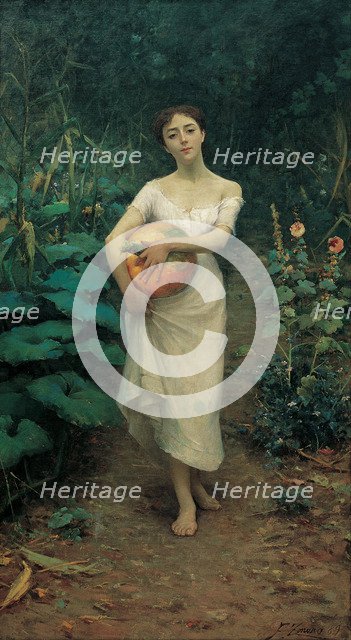 Young Girl Carrying a Pumpkin. Artist: Zonaro, Fausto (1854-1929)